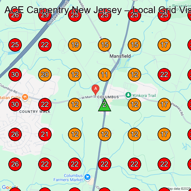 ACE Carpentry New Jersey GeoGrid visibility map for Bathroom Remodeler in None